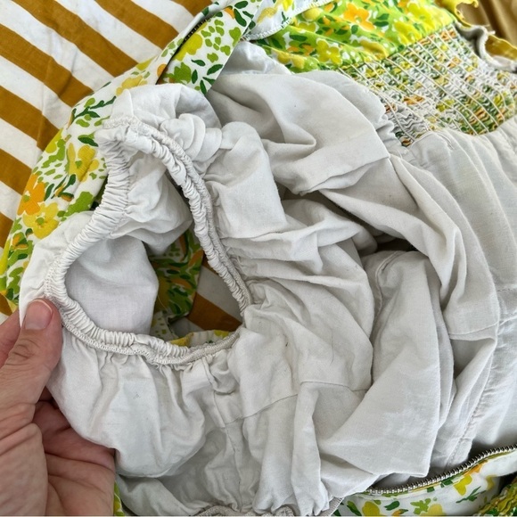 VINTAGE mcm 60s 70s floral playsuit extra small small green yellow orange - Picture 10 of 10